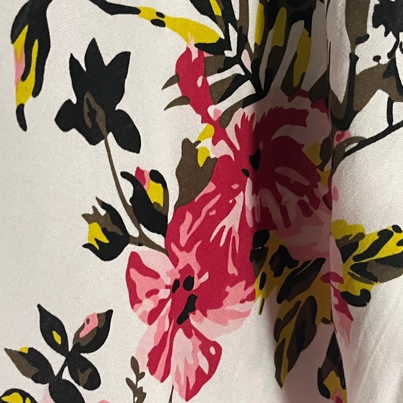 Here & Now Floral Printed Maxi Caftan Coverup Drawstring Cinched Waist - Picture 6 of 12